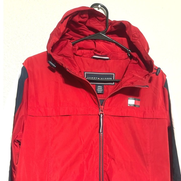 Tommy Hilfiger‎ Women Red White Blue Colorblock Hooded Windbreaker Jacket S - Picture 3 of 9